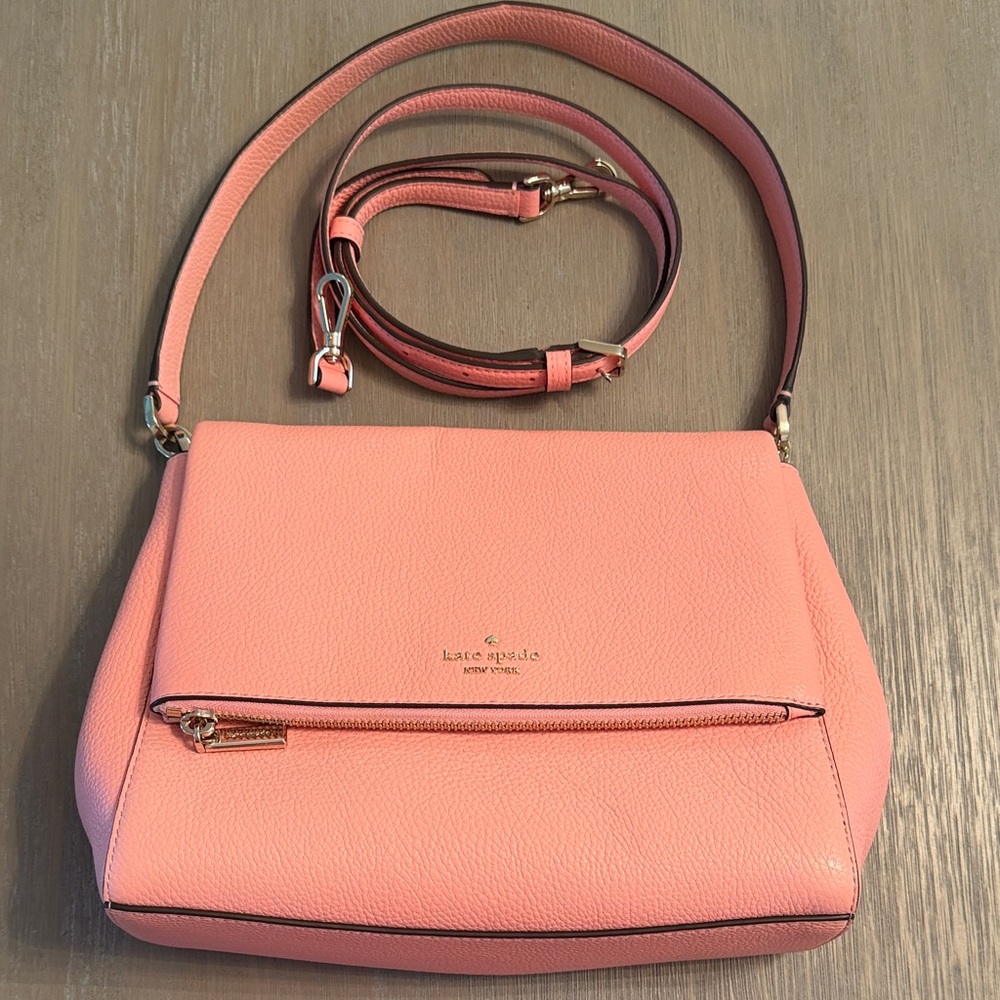 kate spade Coral Pink Pebbled Leather Crossbody Bag